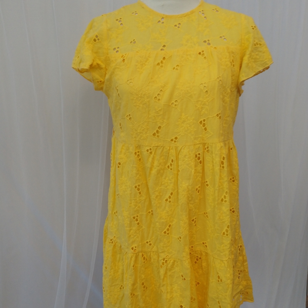 Summer dress yellow eyelet medium